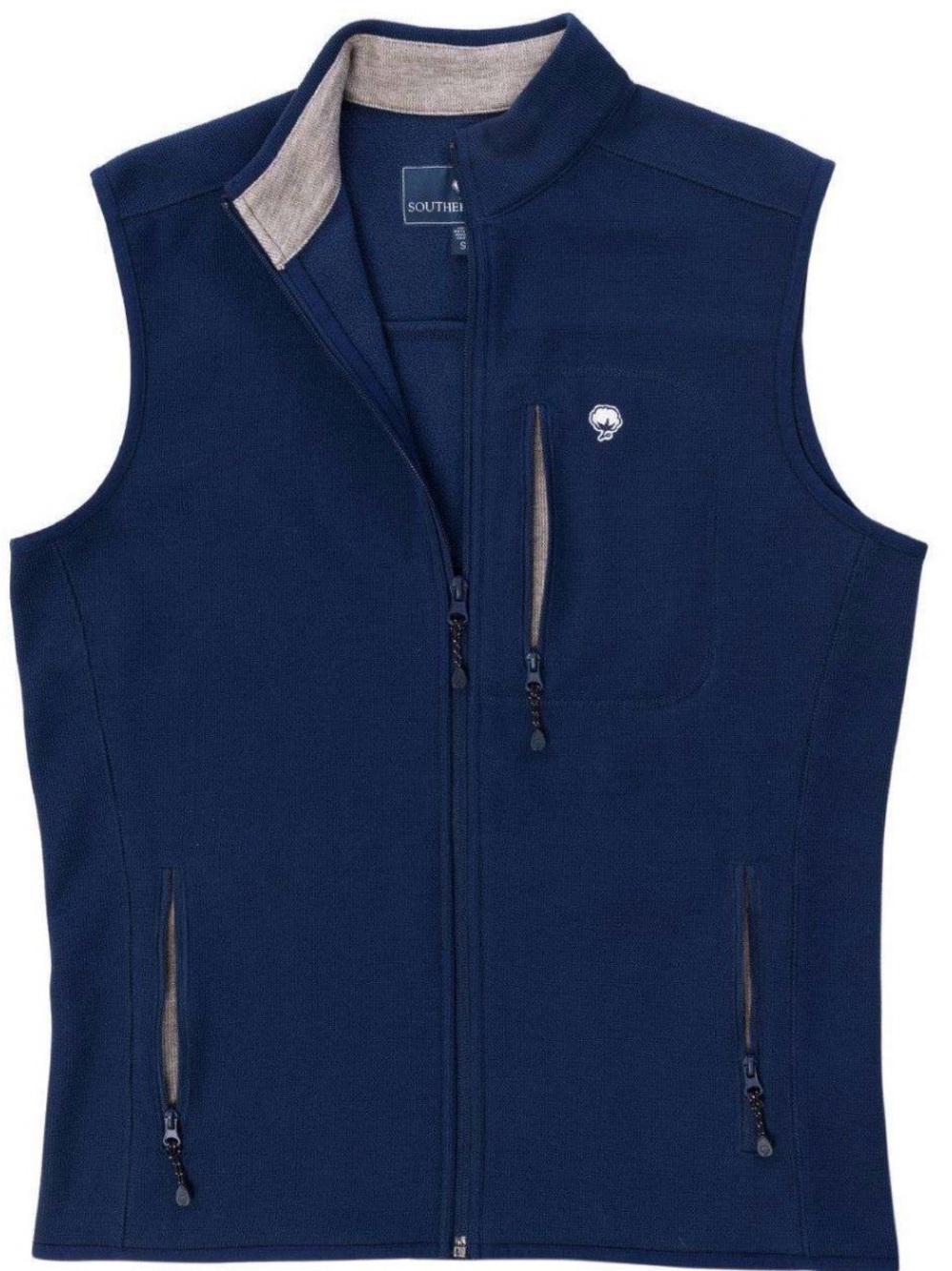 Southern Tide Navy Zip-Front Fleece Vest with Contrast Trim